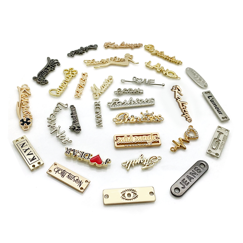 High Quality Custom Brand Name Letter Engraved Plate Tag Garment Metal Logo Labels for Clothing