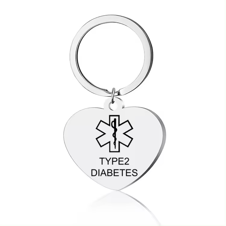 Personalized Engraving Stainless Steel TYPE 1 DIABETES EPILEPSY BLOOD THINNER Medical Alert ID Heart Pendant Necklace