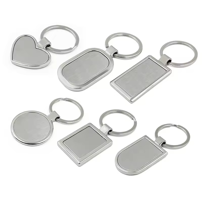 Custom Engrave Stainless Steel Blank Rhinestone Metal Logo Key Chain