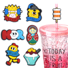 Wholesale pvc fit for 6mm drinking Korean cute cartoon tumbler straw topper holidays silicone Korean straw topper