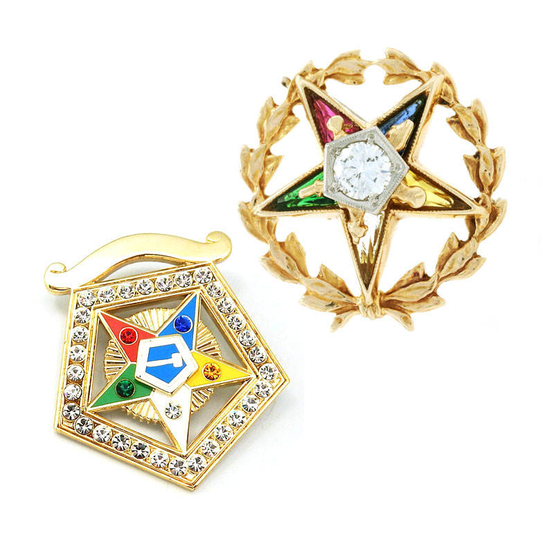 custom masonic Order of the Eastern Star badge lapel pins