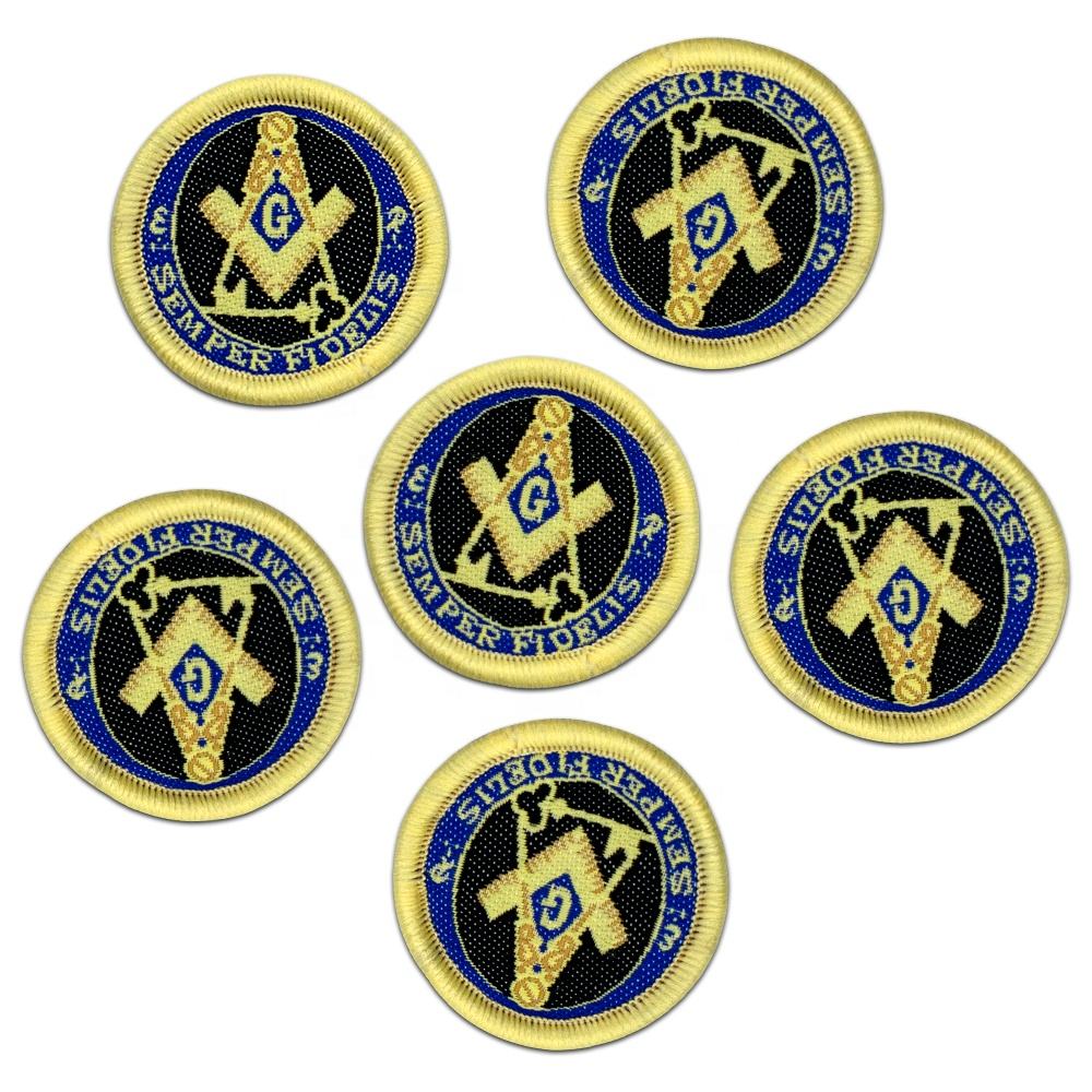 Custom High quality Masonic Embroidery Patch badges backing sew on embroidery patch