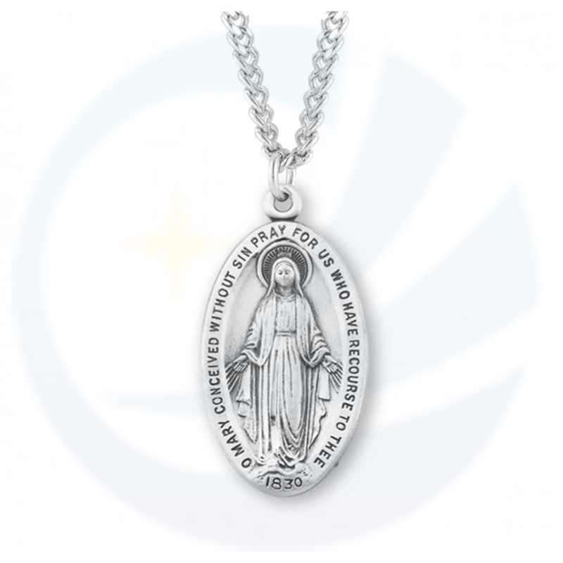 Sterling Silver Oval Miraculous Medal