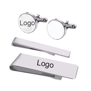 Manufacture Metal Blank Soft Enamel Diamond Suit Shirt Engraved Logo Tie Clips Men Cuff Links With Box Packaging Custom Cufflink