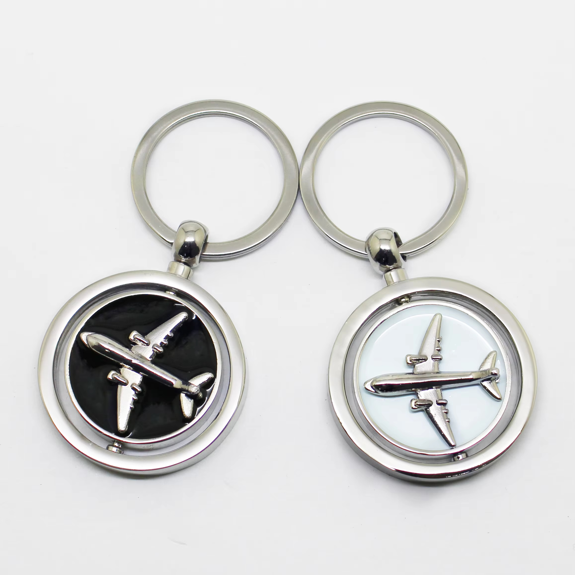 Custom Logo Zinc Alloy Metal Engraved 3D Airplane Key Chain