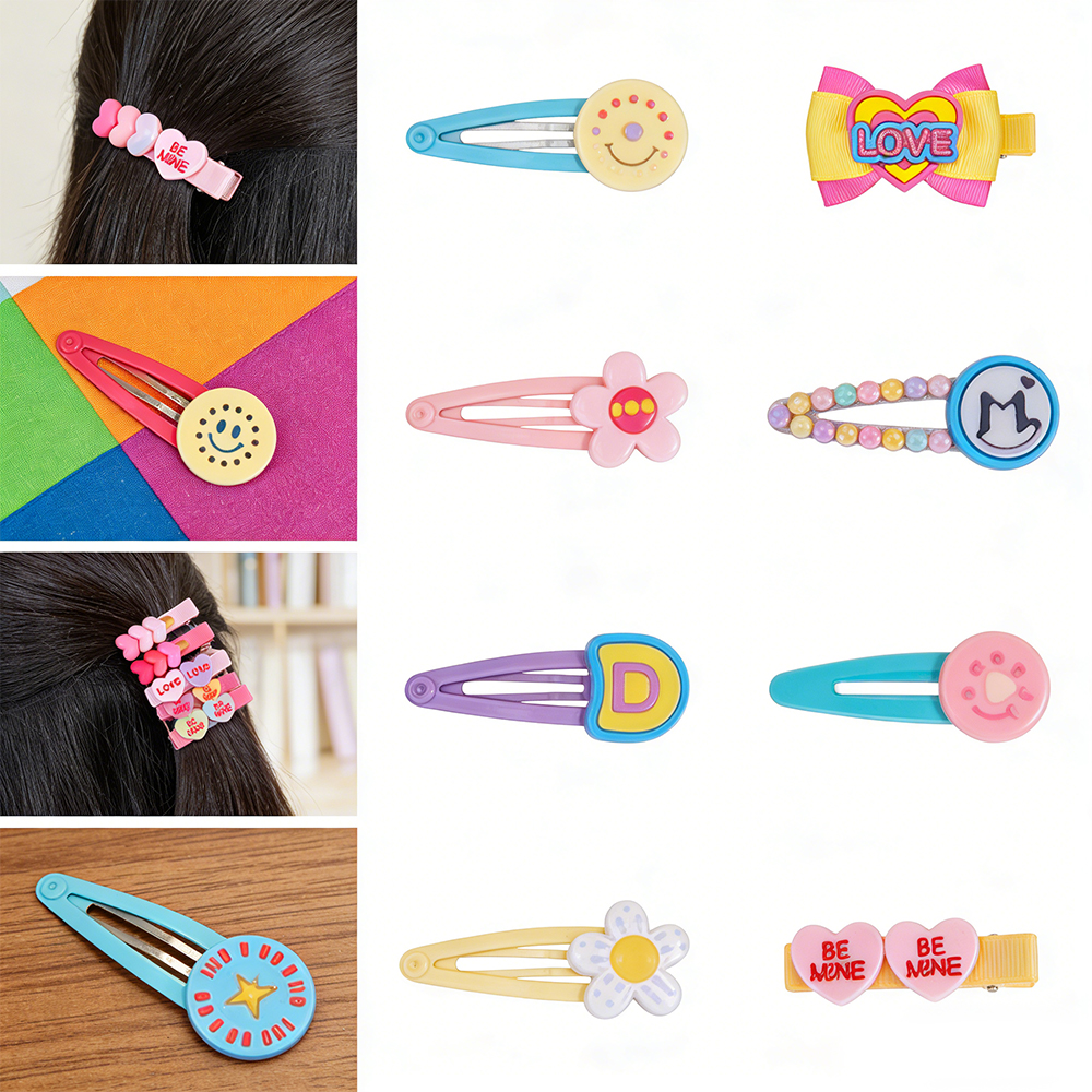 Custom Long-lasting Easy-to-clean PVC Heart Decorations for Hair Clips - Customizable Text PVC Charms for Hair Accessories