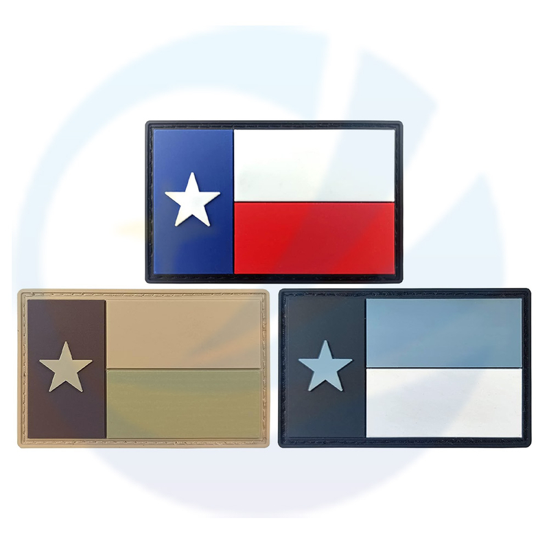 Texas Flag Patch Tactical PVC Rubber Patches with Hook Fastener