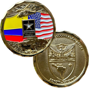  Custom Soft Enamel Logo Metal 3d Embossed Colombia Gold Coin