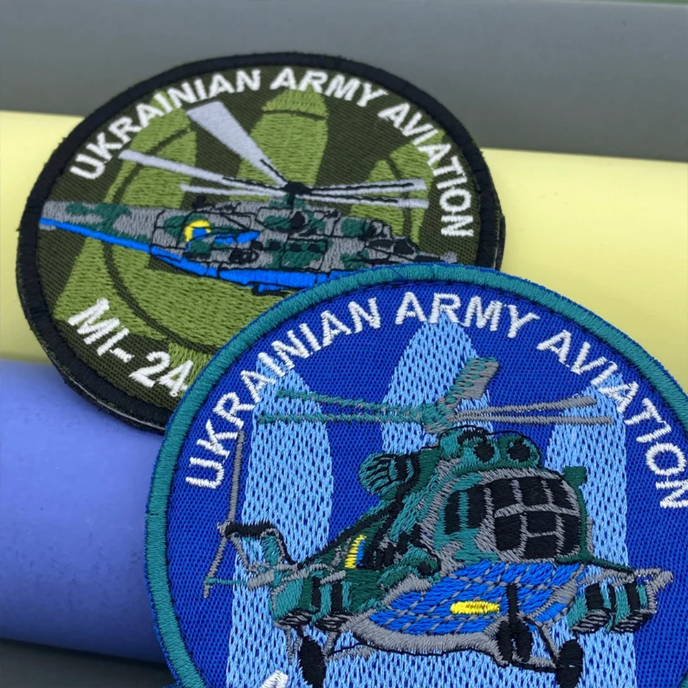 Wholesale Full Embroidery Ukrainian Air Force Aircraft Flight Hook And Loop Patches Bags Custom Iron on Embroidery Logo for Clothing