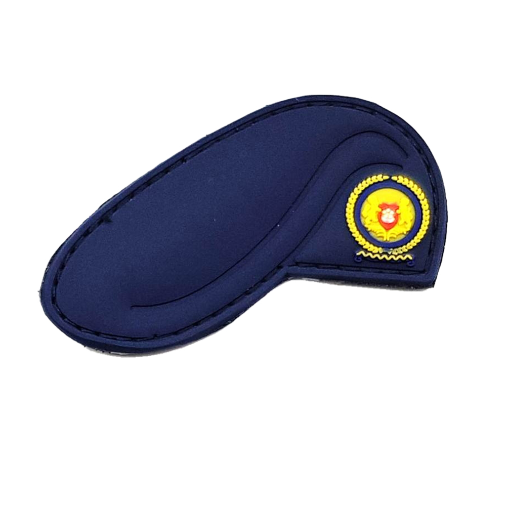Custom Logo Tactical Beret Cap Shape Pvc Patch 3D Embossed Badge Silicone PVC Beret Rubber Patch