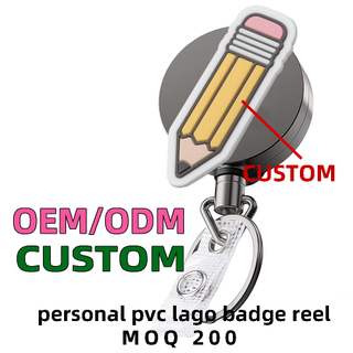 Souvenir Factory OEM PVC Personal Logo Custom Badge Reel for Company or School Retractable ID Name Card Holder