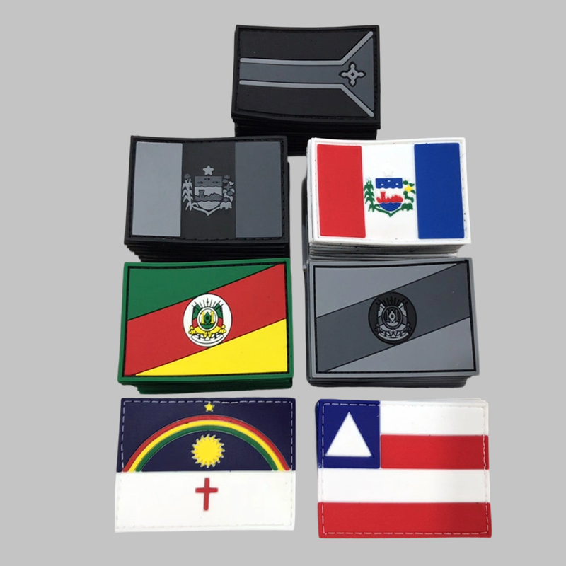 Pvc Brazil Flag Patches Custom Logo Various Country Various States Flag Design Backing Soft Rubber Patches for Clothing