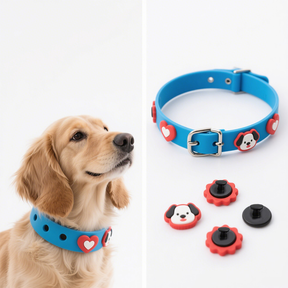 Collar Charms New Design Colorful Wholesale Custom Logo Shoe Charm Luxury Waterproof Designer PVC Badge for Pet Cat Dog Collar