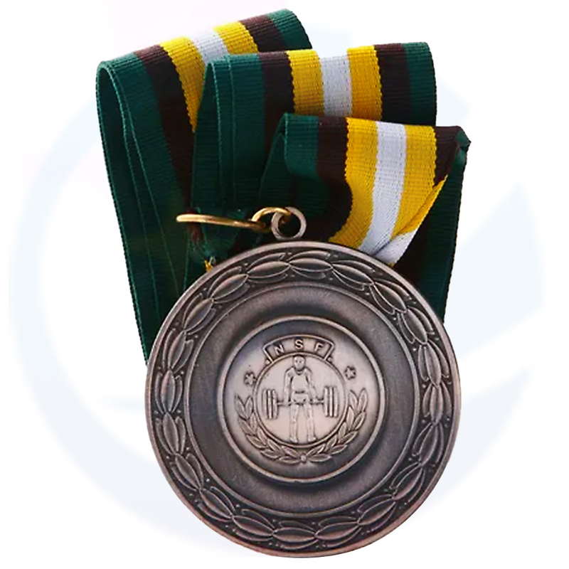Ancient Silver Weightlifting Zinc Alloy Medal