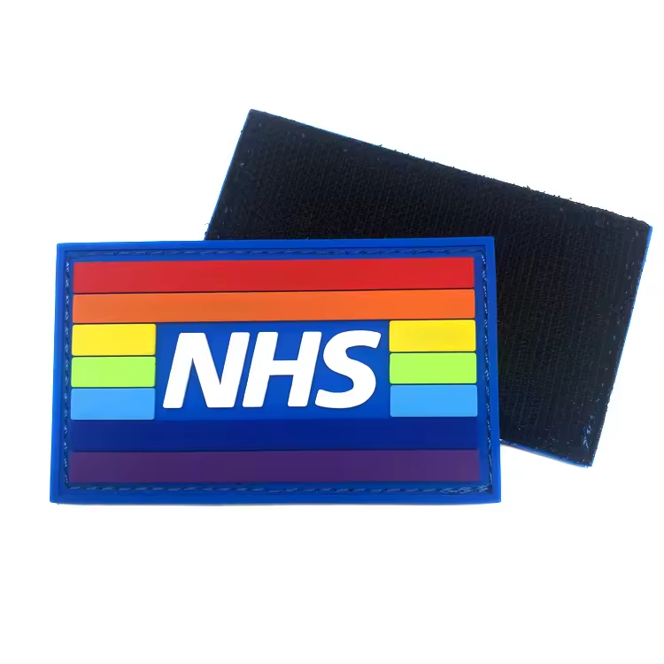 Hook & Loop Rubber Logo Label PVC Embossed Engraved Rubber Patches