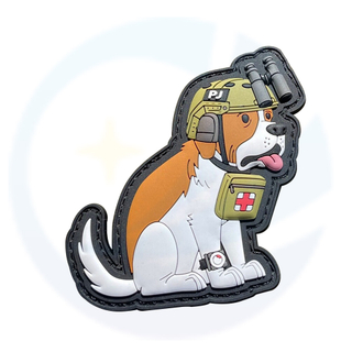 Eco-friendly Embossed Logo Silicone PVC 3D military Tactical service dog Soft Rubber Patches