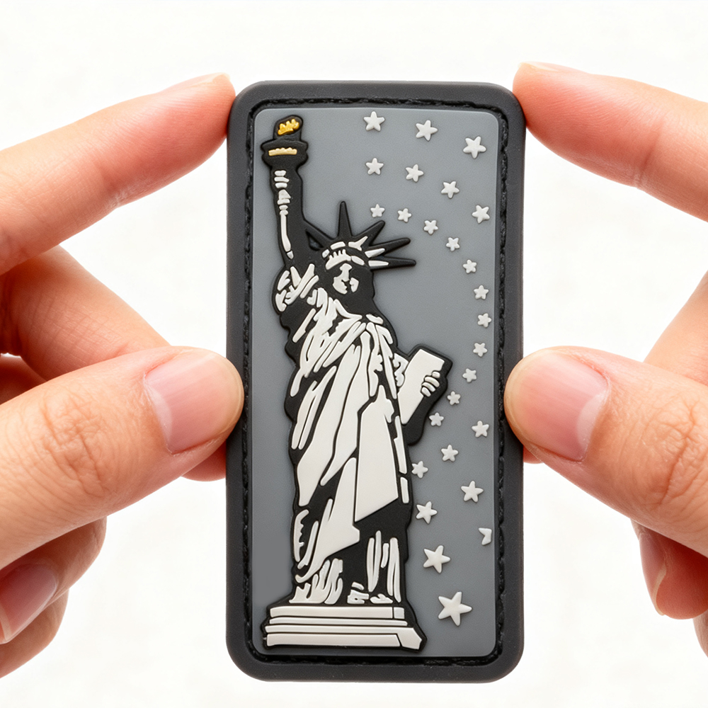 3D PVC Lady Liberty Patch American Theme Rubber Badge Hook-and-Loop Accessory for Bags Apparel Custom Gear