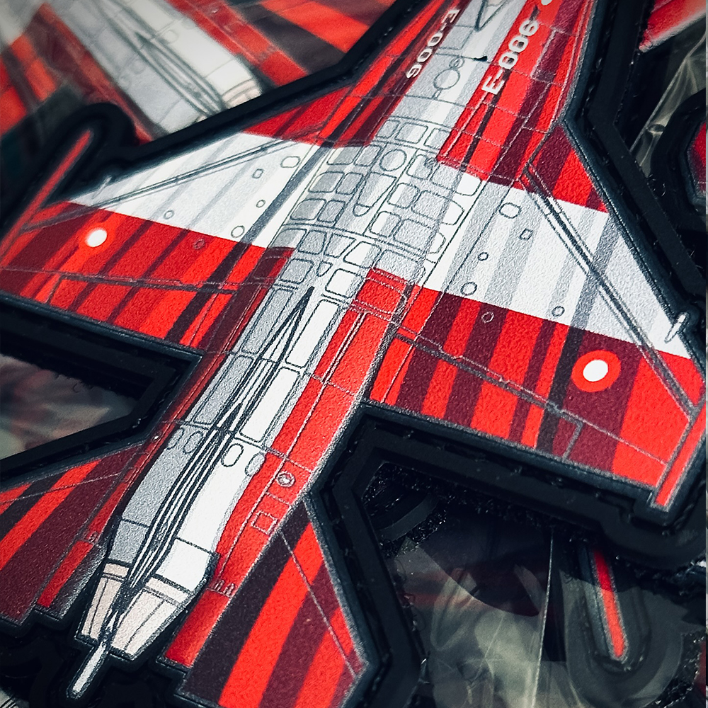 Custom “Half Century Falcon” Tail PVC Patch – 3D Soft Rubber Aircraft Fin Design, Hook & Loop Backing