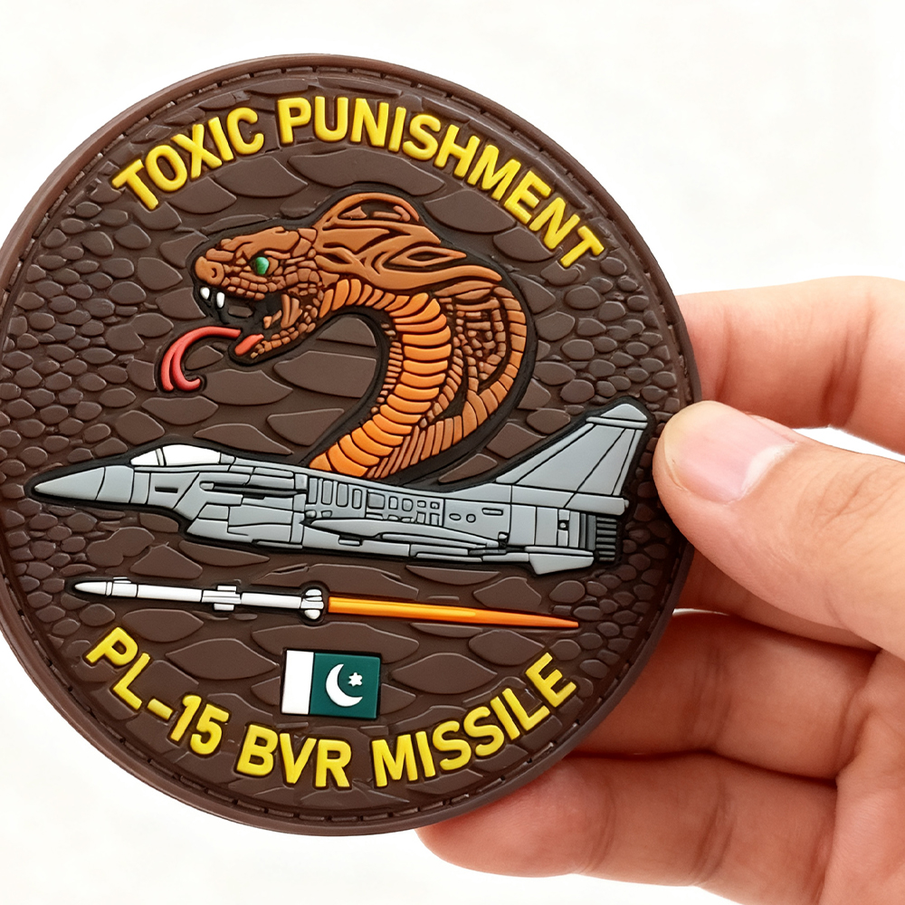Custom Pakistan F-16 Fighter Unit PL-15 Missile 2D PVC Patch Durable Rubber Emblem Hook and Loop Badge