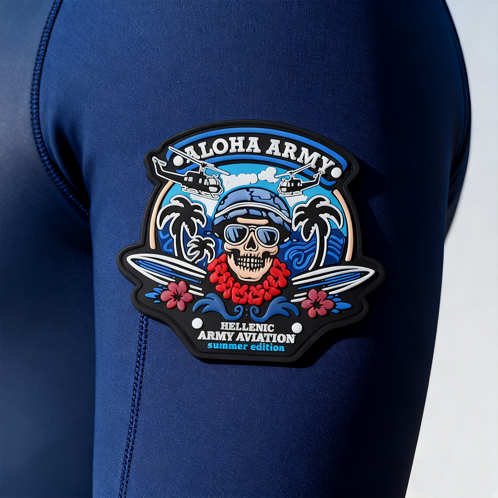 Personalized Greek Aviation PVC Rubber Patch 3D Embossed Soft Label Custom Design for Jackets Bags and Gear