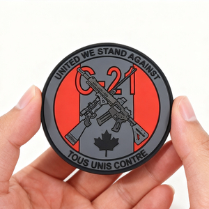Canada Unity Morale PVC Patch – Red & Grey 3D Rubber Emblem with Maple Leaf Design