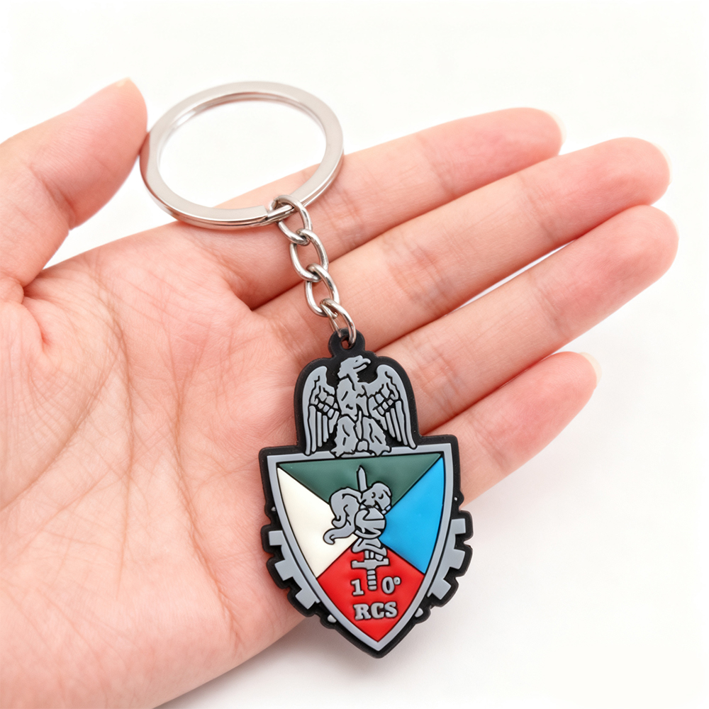 Custom Soft PVC Shield Keychain 3D Embossed Rubber Emblem Key Ring Personalized Logo Key Holder for Souvenir Gift