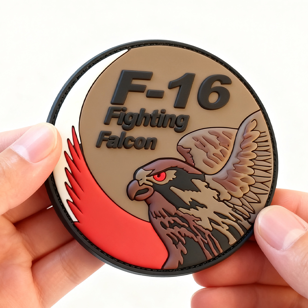 Custom Bahrain F-16 Falcon 3D PVC Patch | Soft Rubber Flight Squadron Emblem for Jackets & Bags