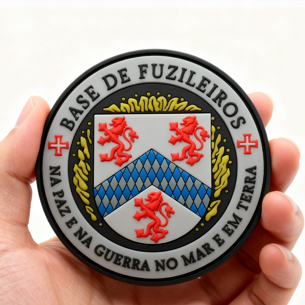 Custom Brazilian Marine Base Soft PVC Patch 3D Embossed Rubber Emblem with Hook and Loop Backing