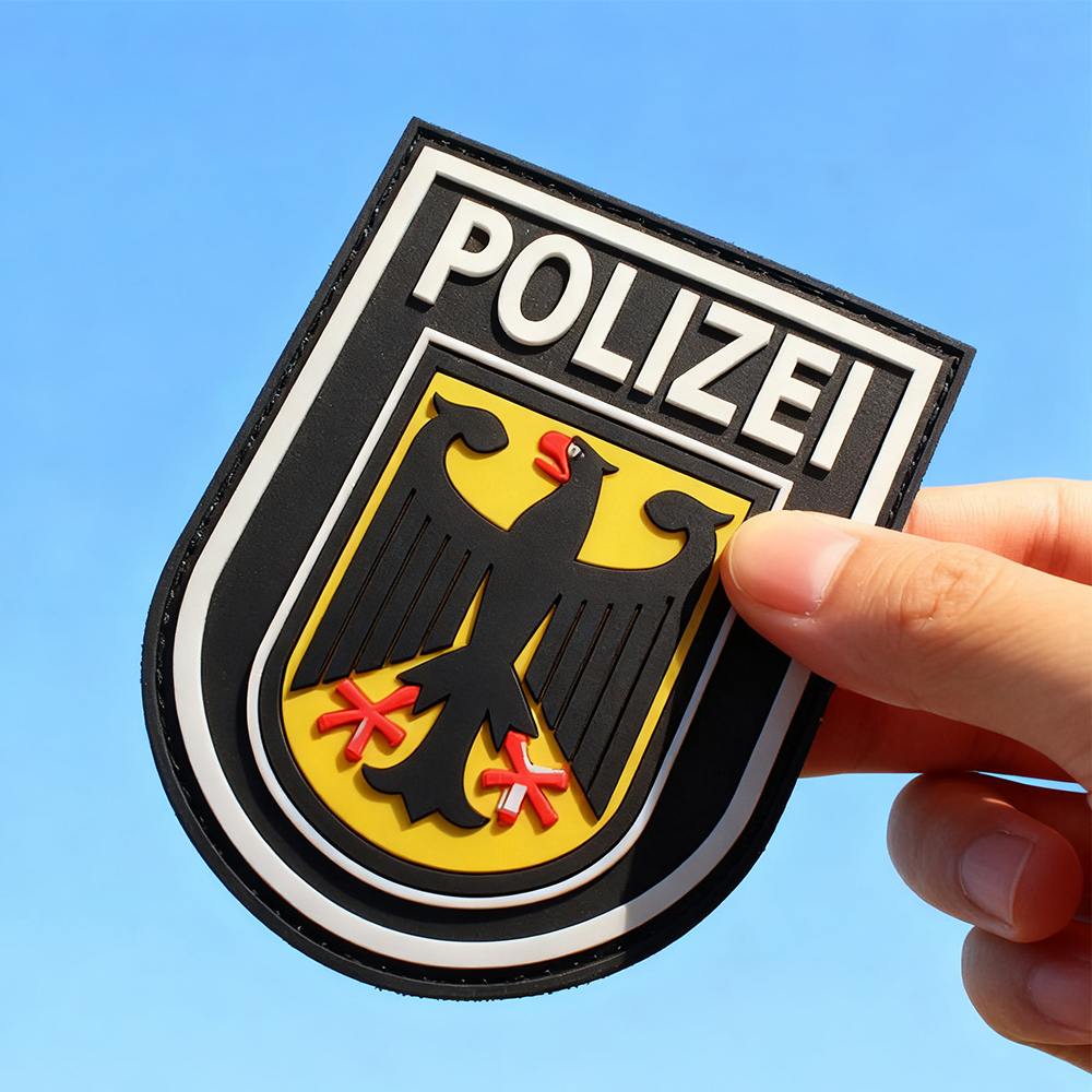 Custom Functional PVC Badge Patch Black 3D Rubber Patch with Eagle Logo Soft PVC Label for Jackets and Backpacks