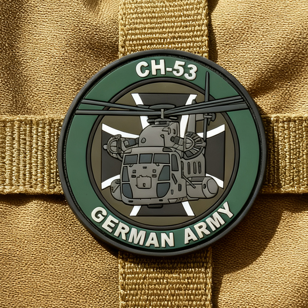Custom German Helicopter PVC Patch Embossed 3D Rubber Aufnäher Logo for Jacket Backpack and Flight Gear