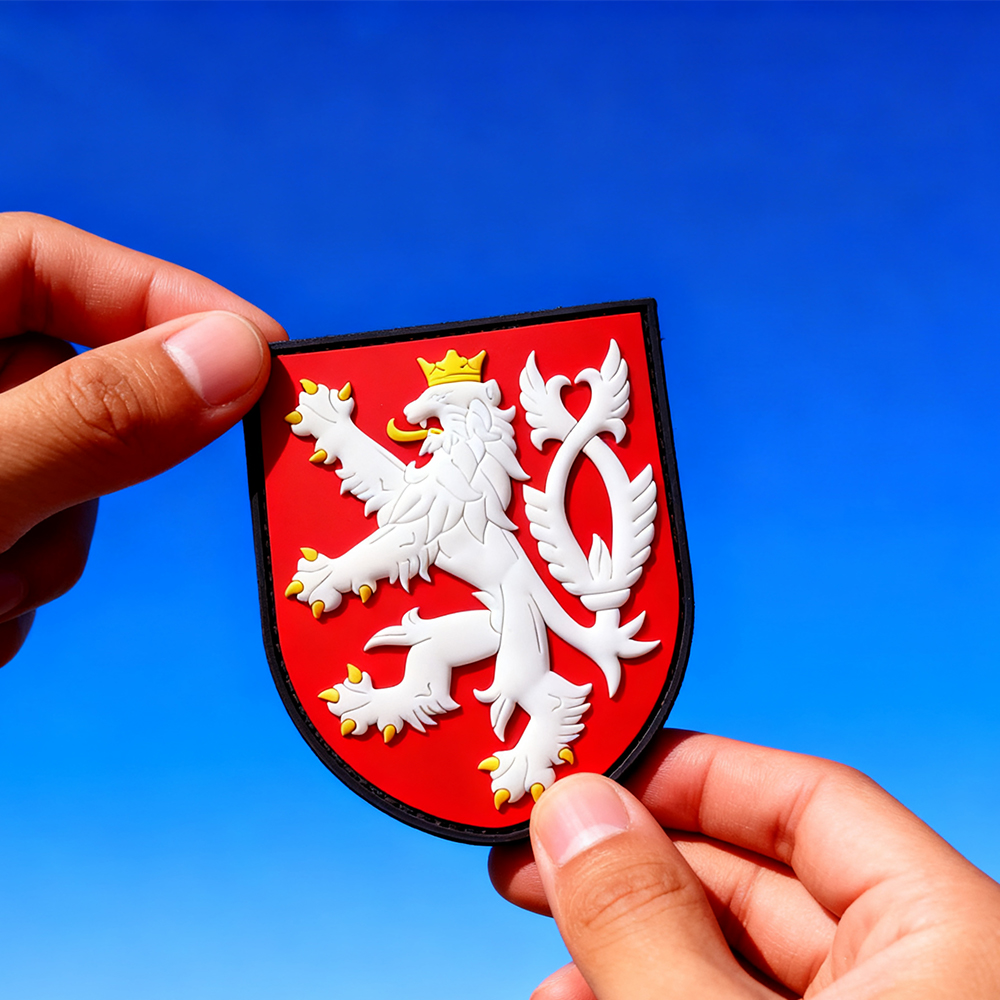 Custom Lion Shield 3D PVC Patch – Durable Rubber Emblem with Hook Backing