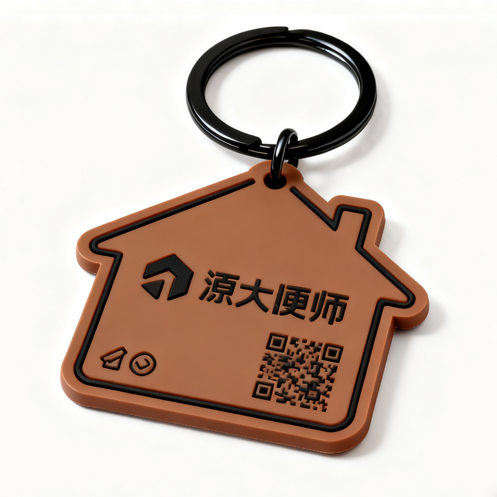 Customizable Soft Rubber PVC Real Estate Souvenir Keychain Personalized Logo Promotional Keychain & Carabiner for Business Gifts