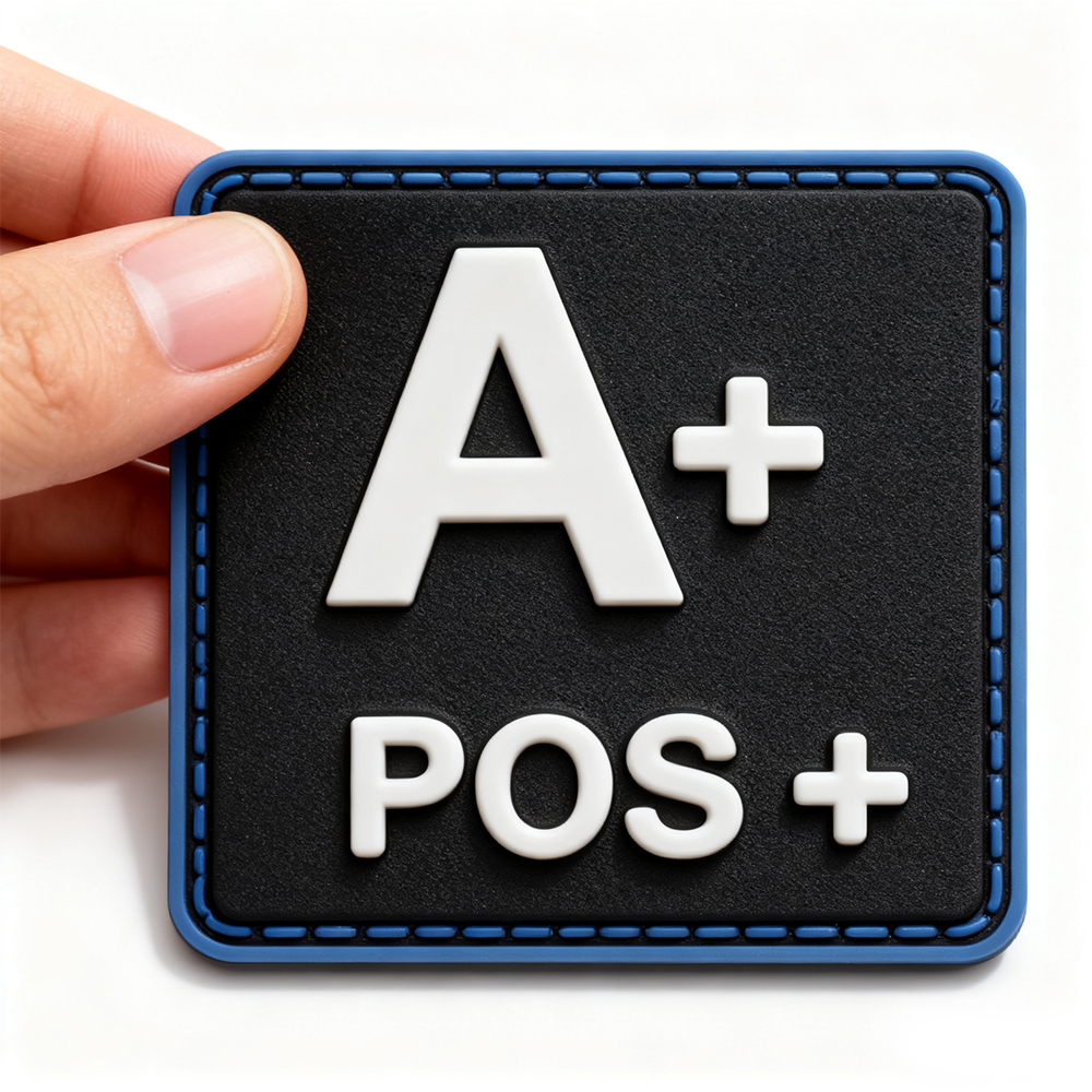 Custom Black Blood Type PVC Patch 3D Soft Rubber Badge Personalized Embossed PVC Label for Jackets Bags and Outdoor Gear