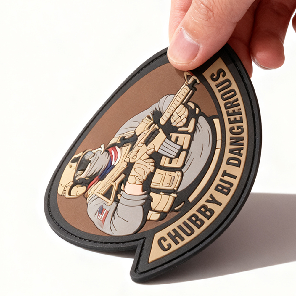 Funny “Chubby But Dangerous” PVC Patch Custom Soft Rubber Badge with Hook & Loop Backing for Jackets Bags Hats