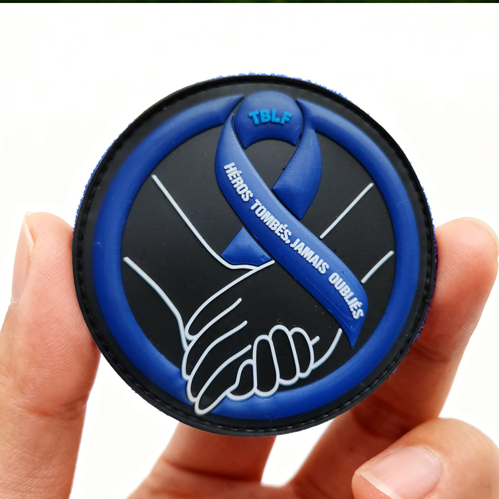 French Fallen Heroes PVC Patch Never Forgotten Soft Rubber Emblem Custom Memorial Badge Tribute Patch for Bags Apparel Backpacks Gear