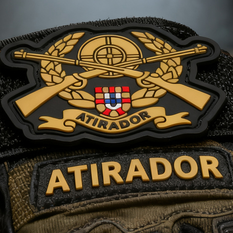 Custom Brazilian Infantry Sniper Patch 3D Soft PVC Rubber Emblem with Hook and Loop for Jackets and Backpacks