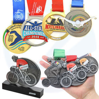 Custom Sports Medal Manufactural 3D Finisher Road Mountain Bike Cycling Medal Brass Gold Silver dive Swim Swimming Medal with Ribbon