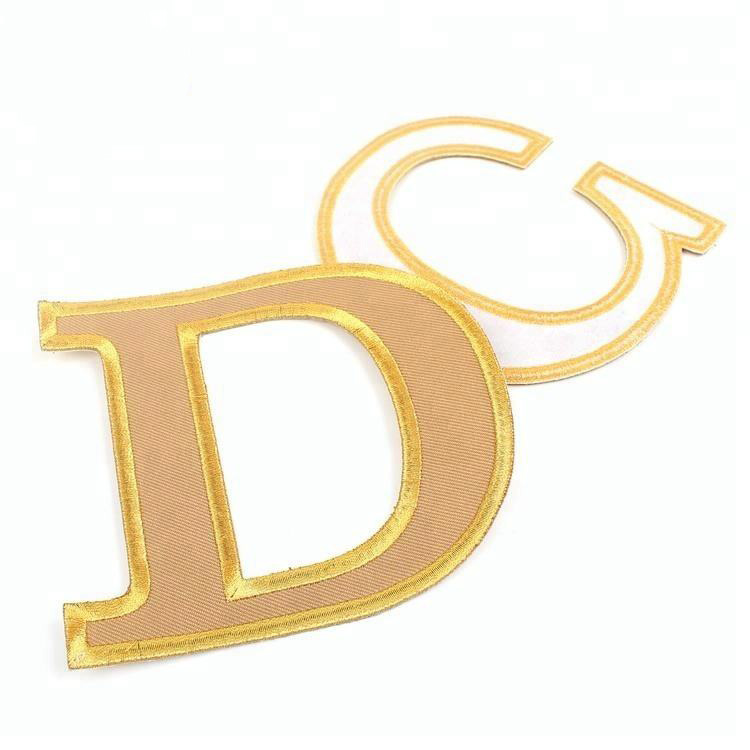 Wholesale Iron On Custom Metallic Thread Embroidered Border Embroidery Letters Patches for T-Shirt