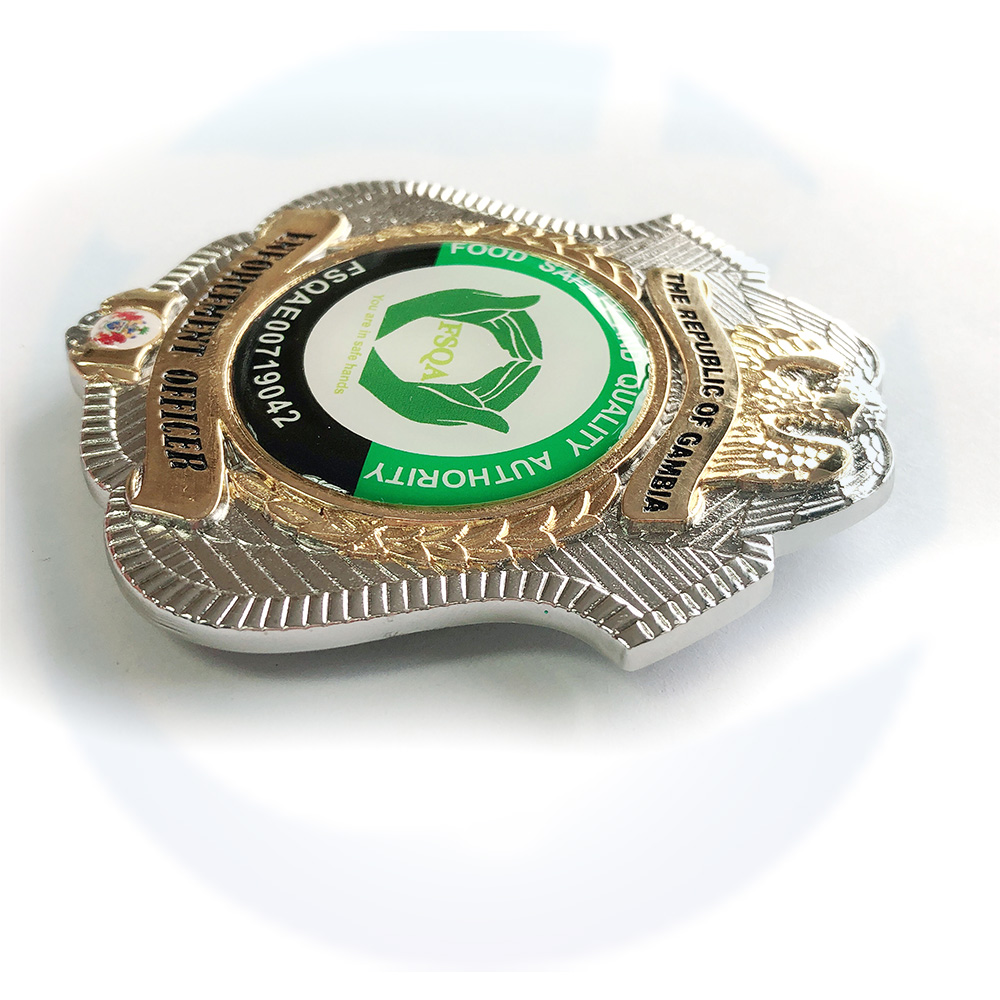 Nigeria Police Badge GAMBIA OFFICER Metal Medal Sticker With Glass Metal Pin Badge