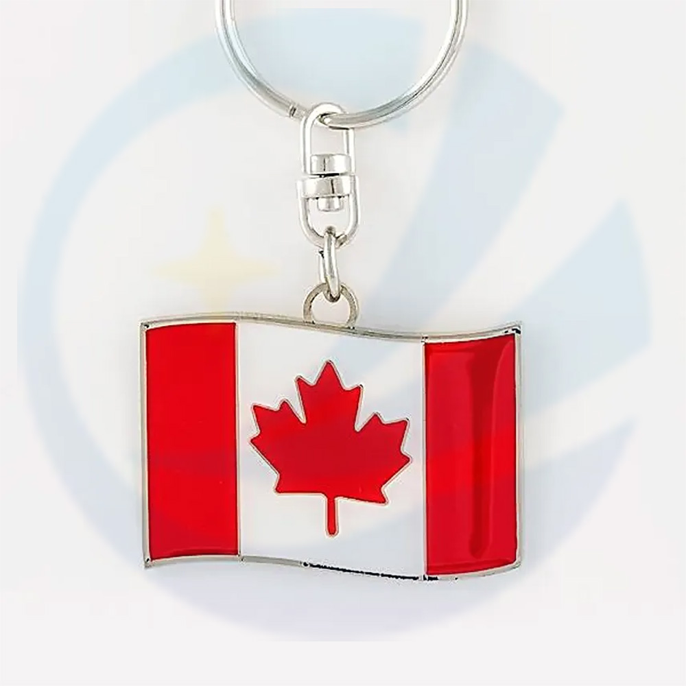 Custom Canada Flag Keychain Metal Enamel Keychain