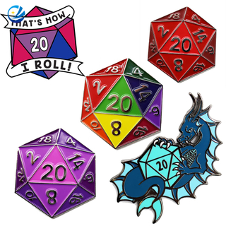Custom Hard Enamel New Banner Class Pin Cute Animation Dices Game Dungeons and Dragons Pins