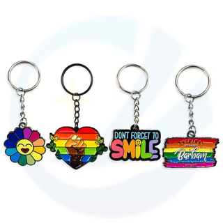 Gay Pride Key Ring Offset Printed Logo Metal Key Chain