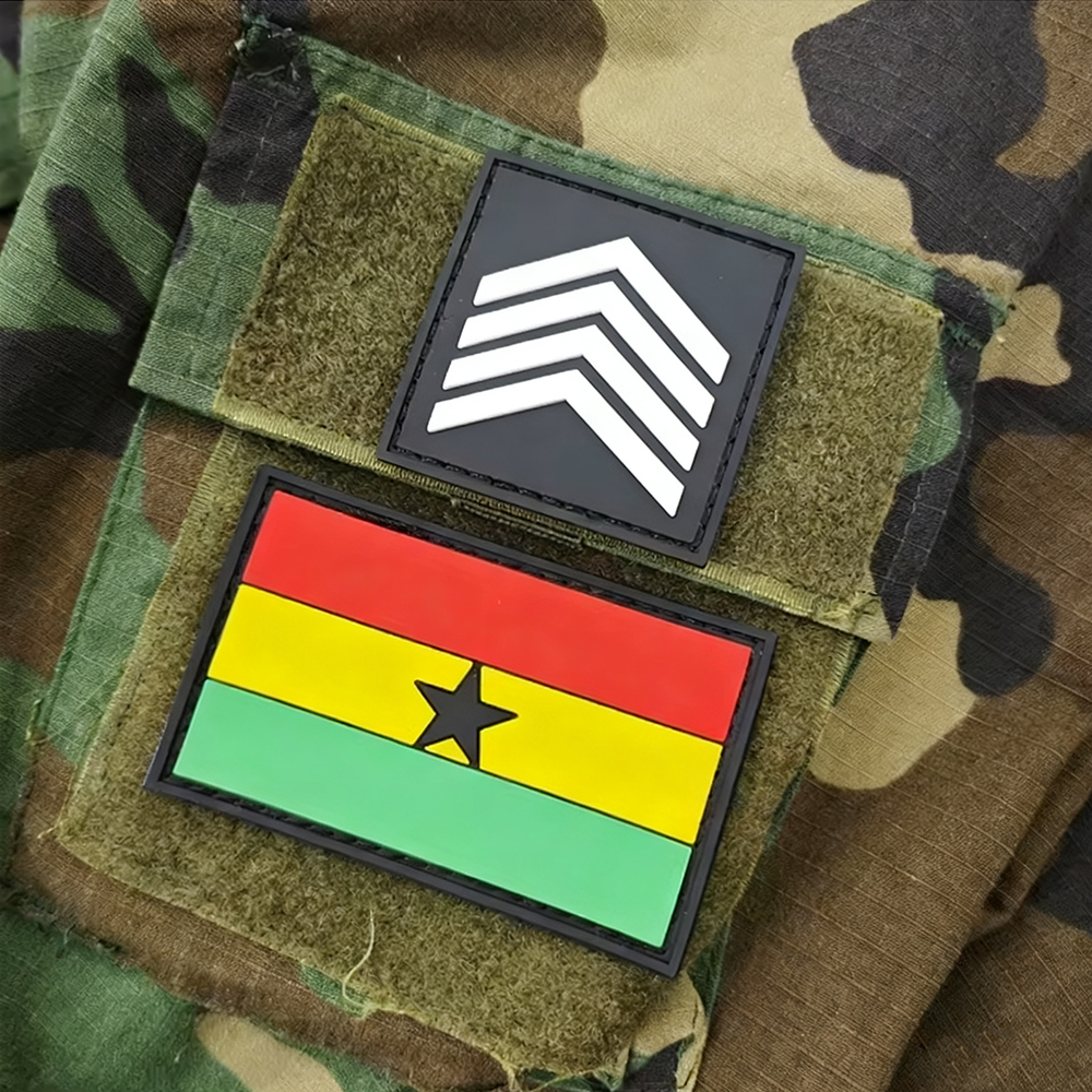 African Mali Grade II and III PVC Rubber Patch With Hook and Loop Emblem High Quality Soft Rubber Patch