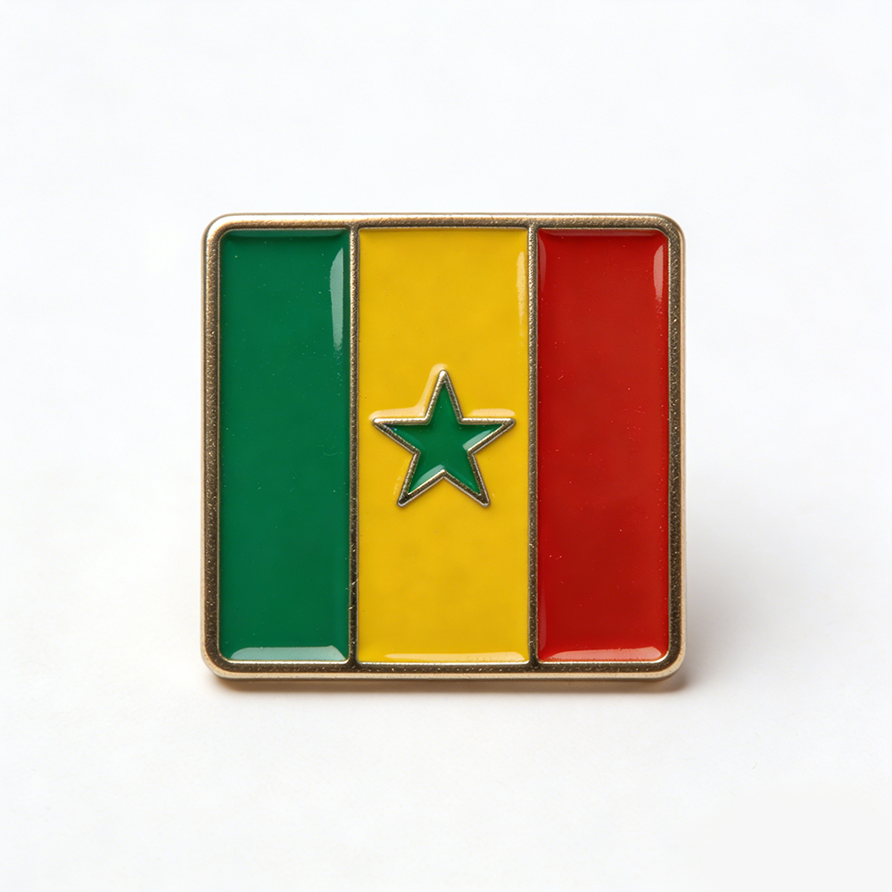 Custom High Quality Metal Enamel Senegal Pin Badge Magnet Souvenir Senegal Senegalese Map Flag National Emblem Brooches Badges Lapel Pins