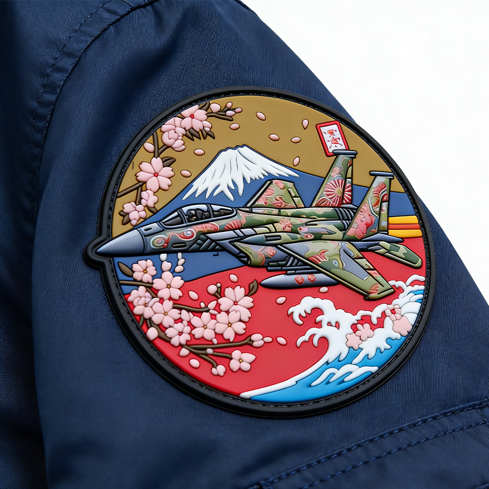 Japanese Fuji Sakura Landscape PVC Patch Colorful Jet Artwork Soft Rubber Emblem for Clothing Bags Accessories Decoration