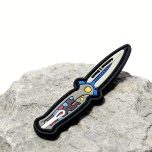 European Folding Knife Shape PVC Patch High Quality Soft Rubber Knife Emblem Creative Knife Design Patch for Apparel Backpacks Decoration