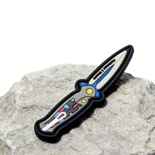 European Folding Knife Shape PVC Patch High Quality Soft Rubber Knife Emblem Creative Knife Design Patch for Apparel Backpacks Decoration