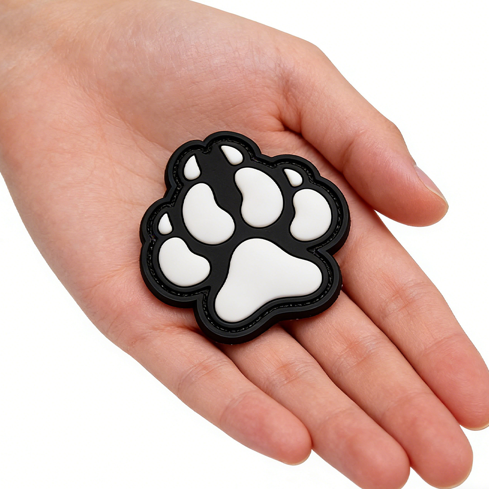 Dog Paw 3D Rubber Patch Custom PVC Dog Paw Emblem Soft Durable Raised Design for Bags Jackets Hats Accessories