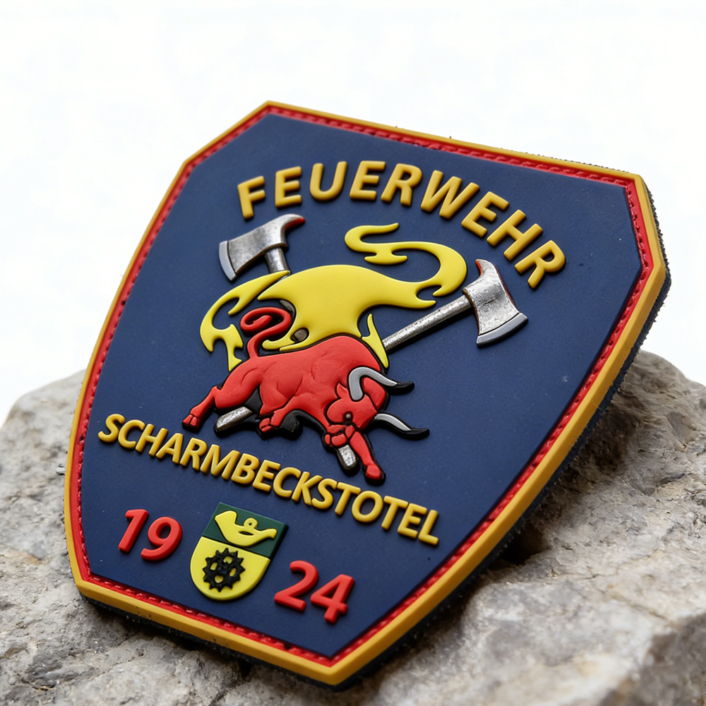 Germany Scharmbeckstotel Fire Brigade PVC Patch Custom Feuerwehr Soft Rubber Badge 1924 Emblem for Jackets Bags Gear