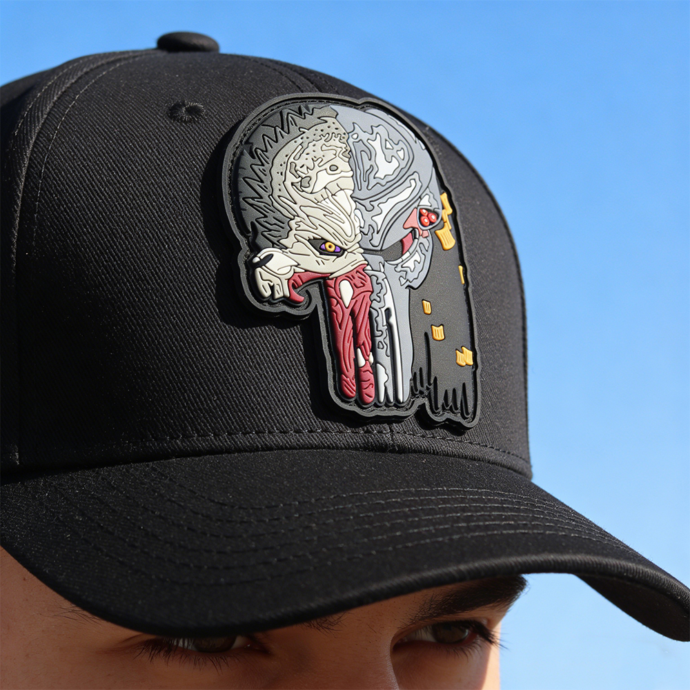 Alien Predator Punisher Mashup PVC Patch Custom Soft Rubber Morale Patch High Detail PVC Emblem for Gear Bags and Collectors